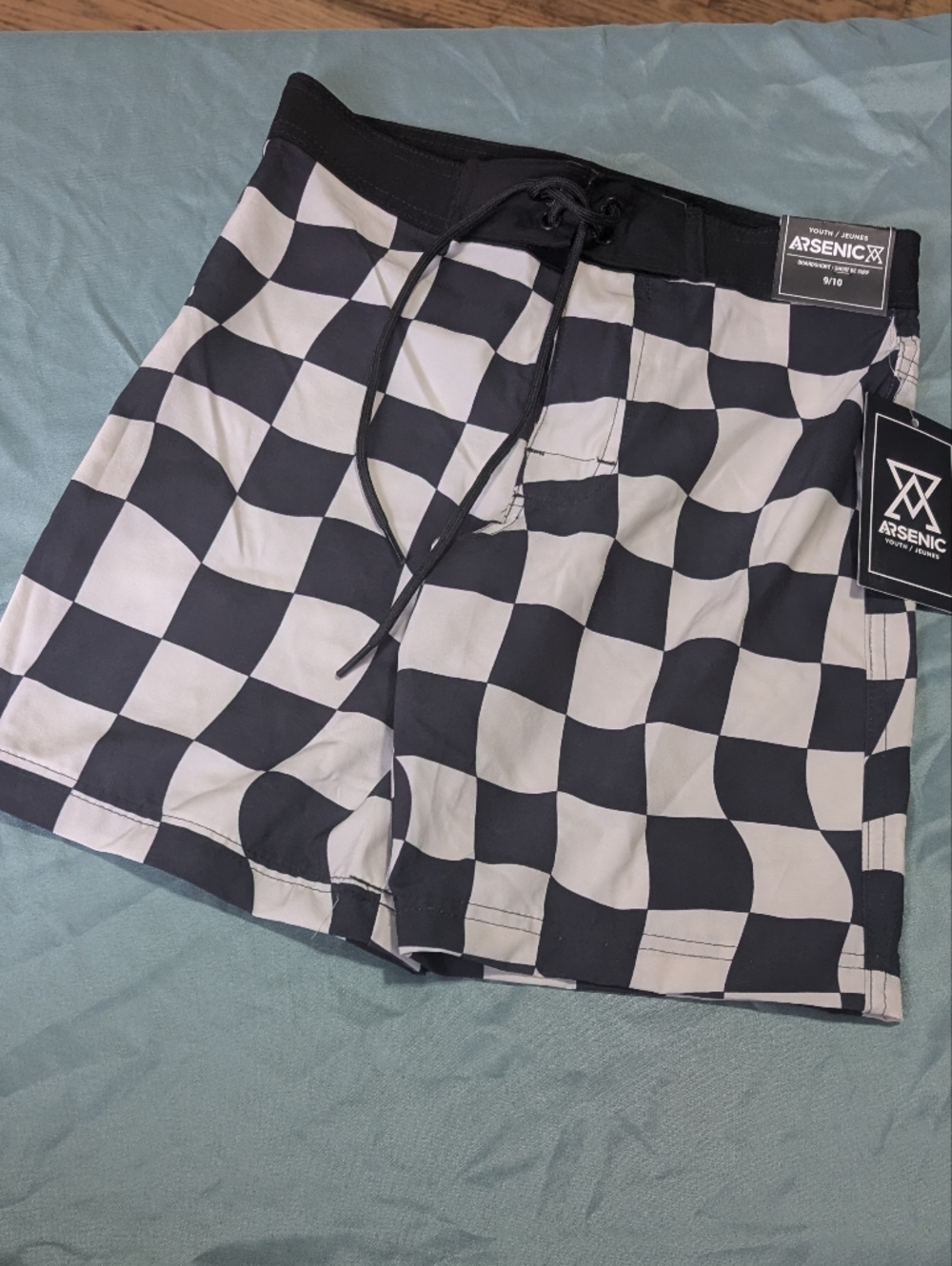 NEW Arsenic Kids Black & White Checkerboard Shorts Size 9/10 *C22